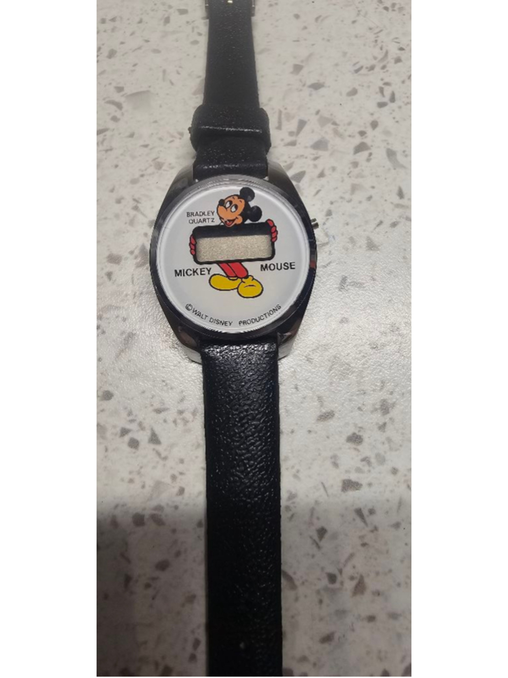 1980s Vintage Silver-tone Digital Mickey Mouse Bradley Time Watch